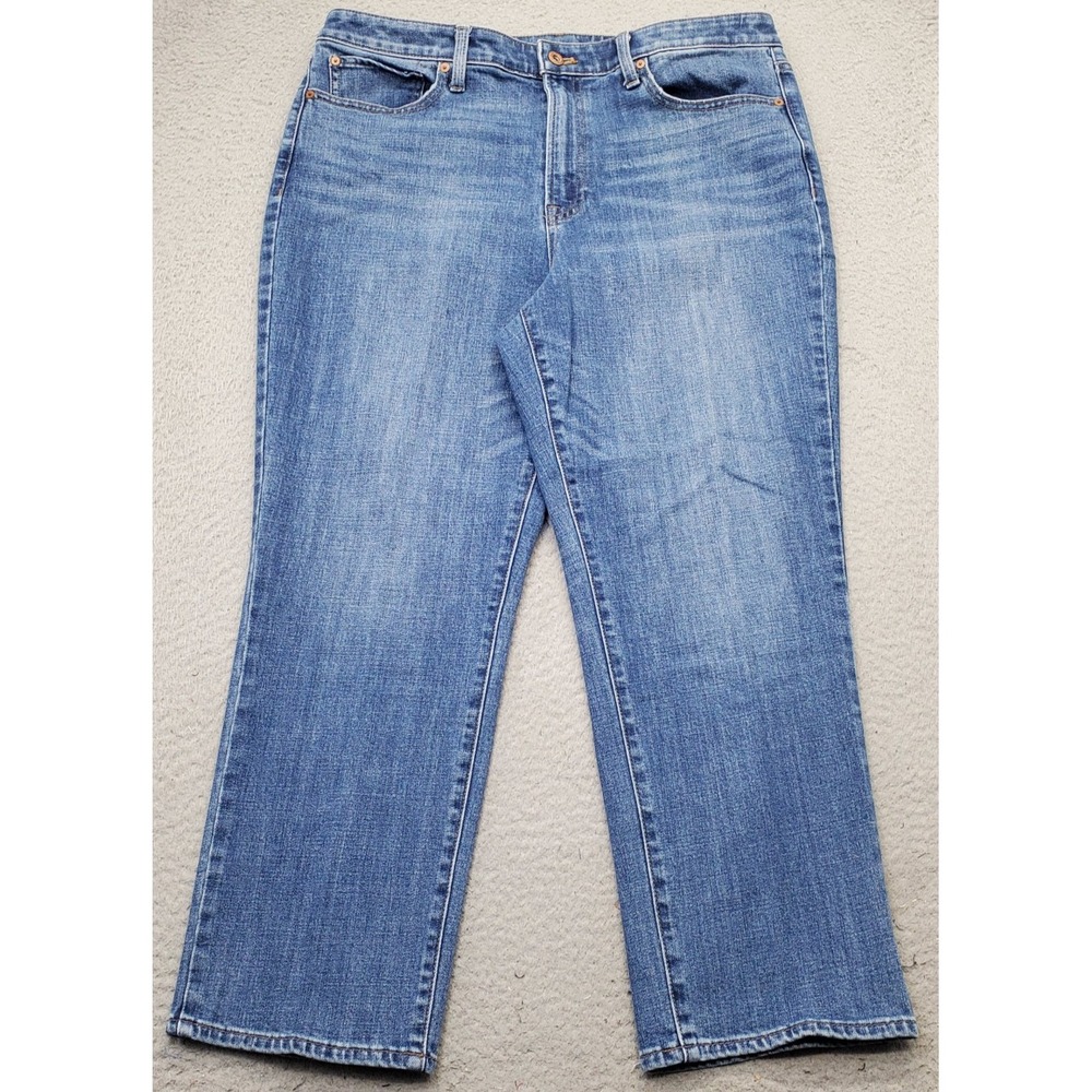 Talbots Flawless Modern Ankle Jeans Womens 14 Blue Denim Whiskered High Waist